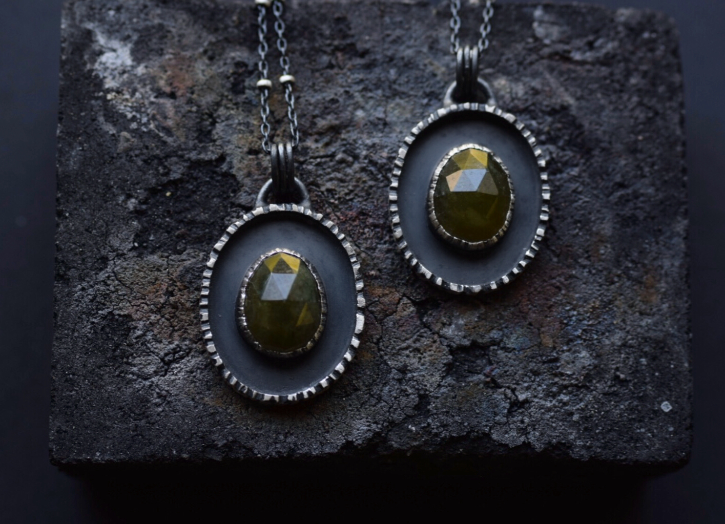 Vesuvianite & Bark Necklace