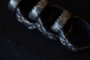 Gold Sheen Obsidian Fern Fossil Ring