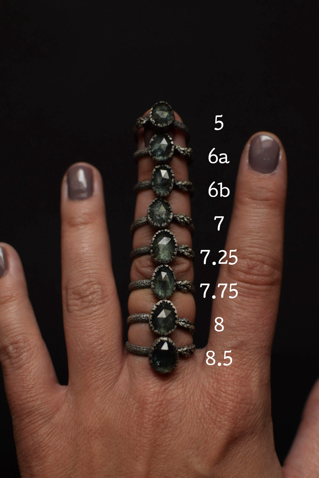 Moss Aquamarine Fern Rings