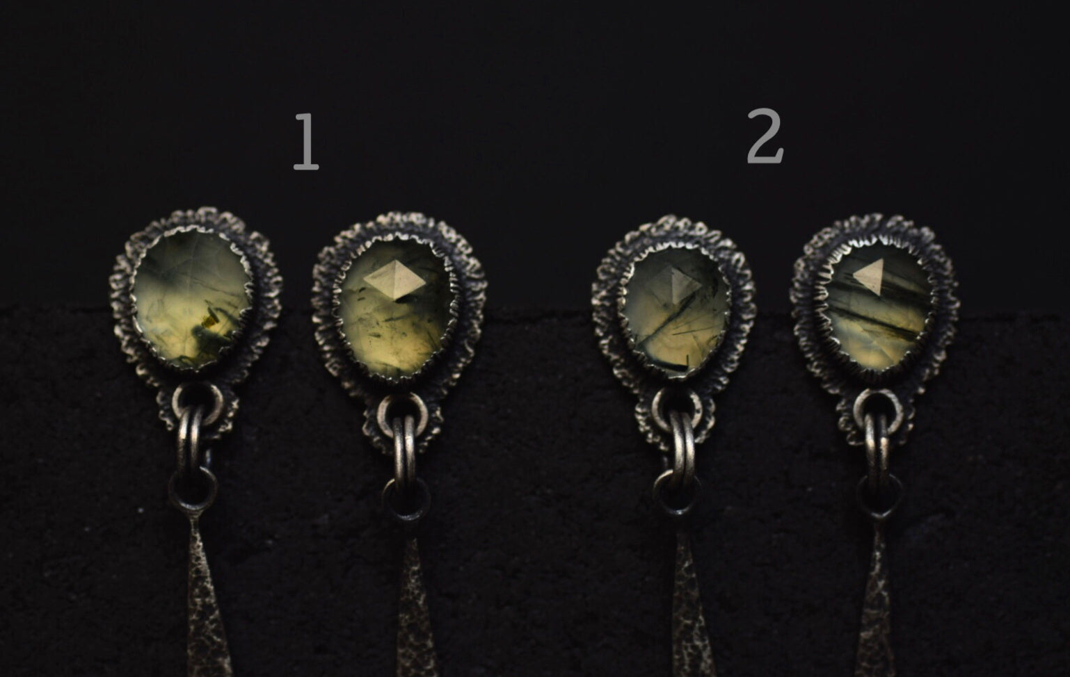 Rutilated Prehnite Dangles