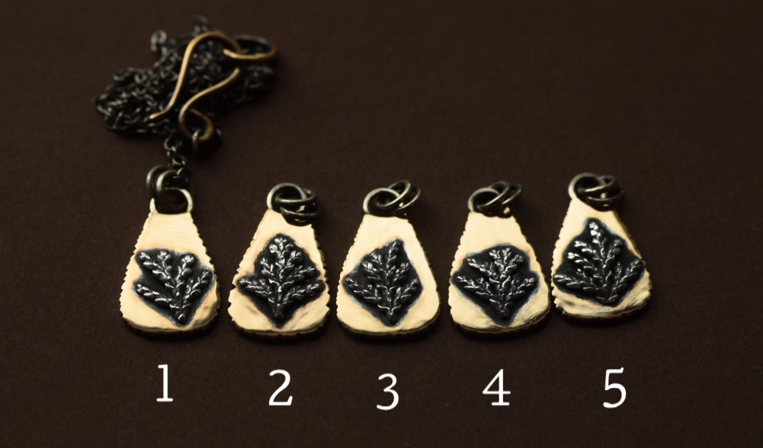 Bronze and Sterling Fern Spray Necklace