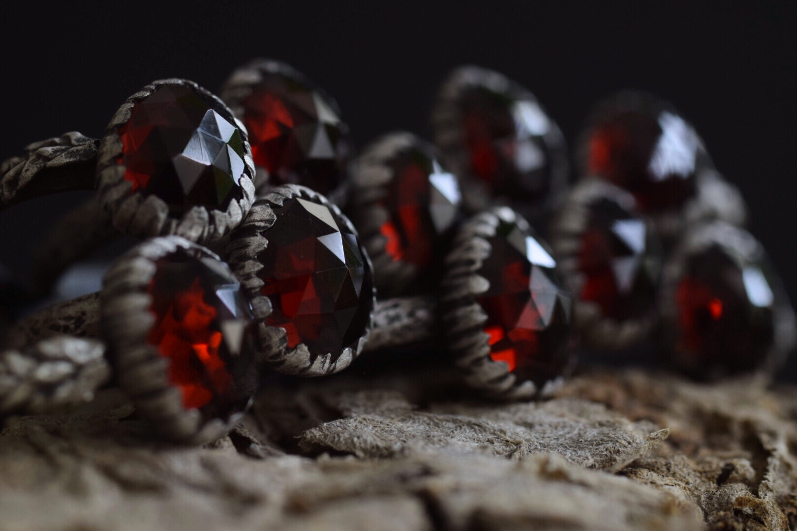 Garnet Fern Rings