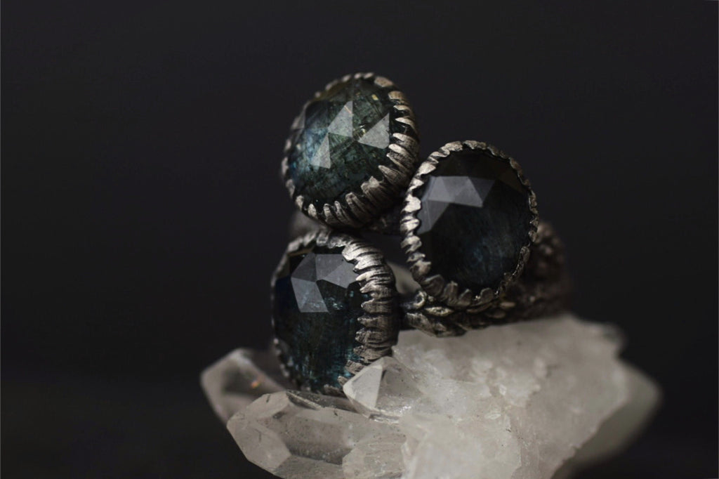 Moss Aquamarine Fern Rings