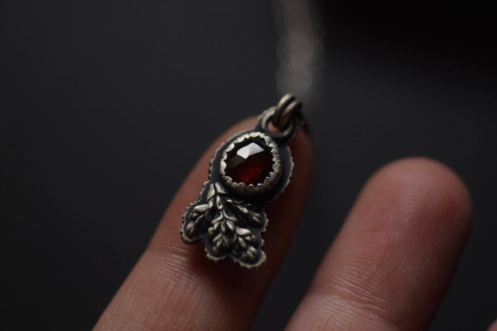 Hessonite Garnet Fern Necklace