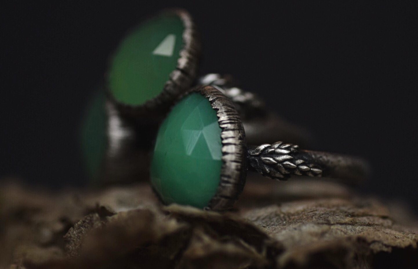 Chrysoprase Fern Ring - Size 7