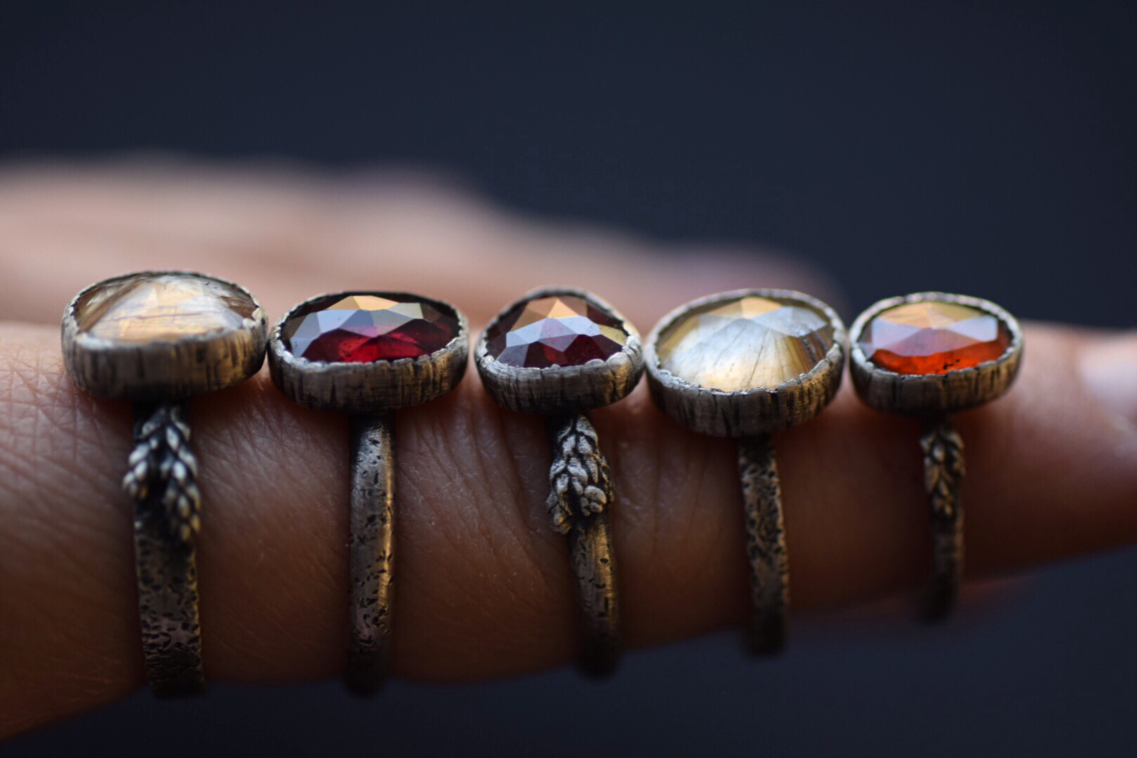 Hessonite Garnet Fern Ring - Size 5