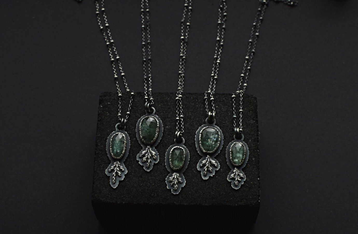 Moss Kyanite Fern Necklace
