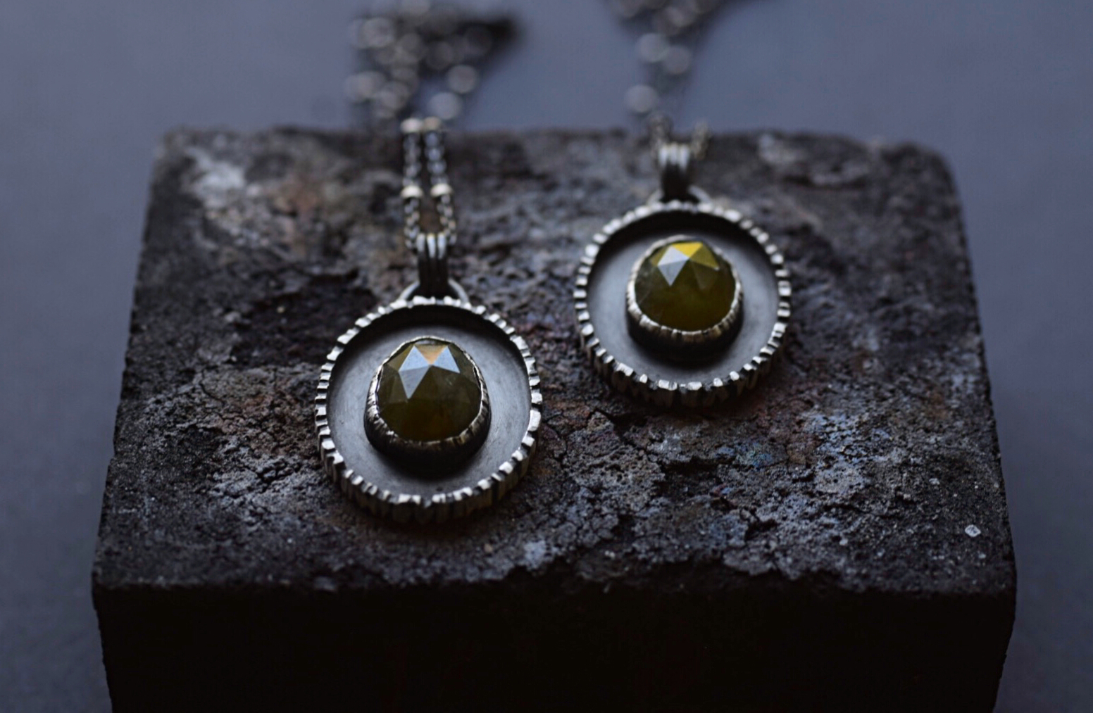 Vesuvianite & Bark Necklace