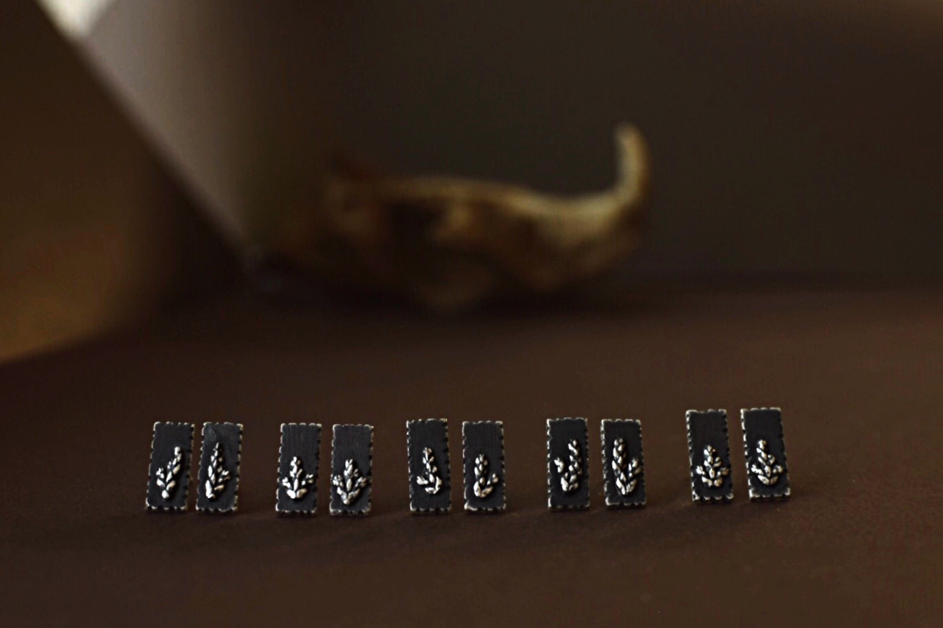 Fern Sprig Bar Studs