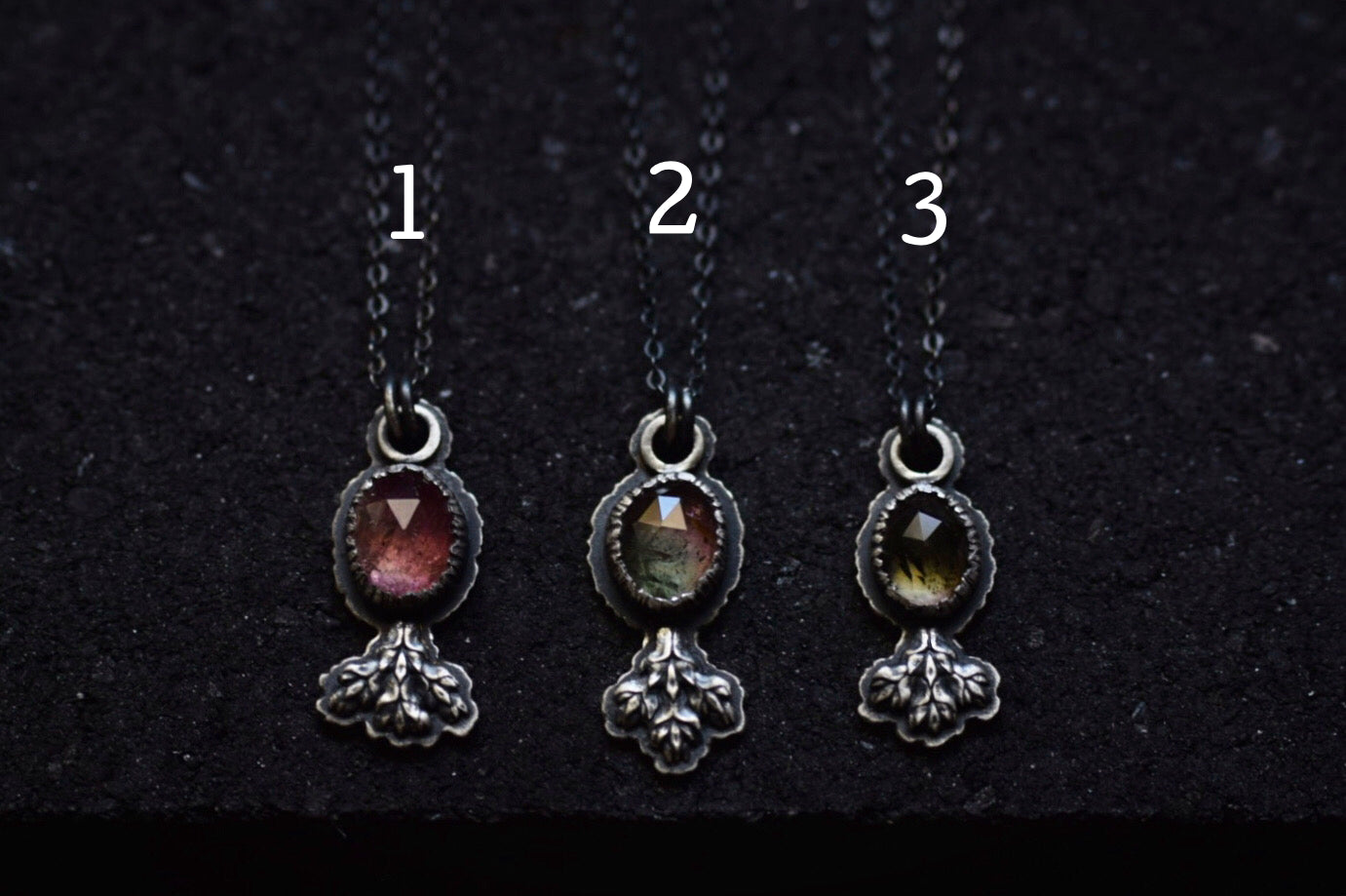 Mini Tourmaline Fern Necklaces