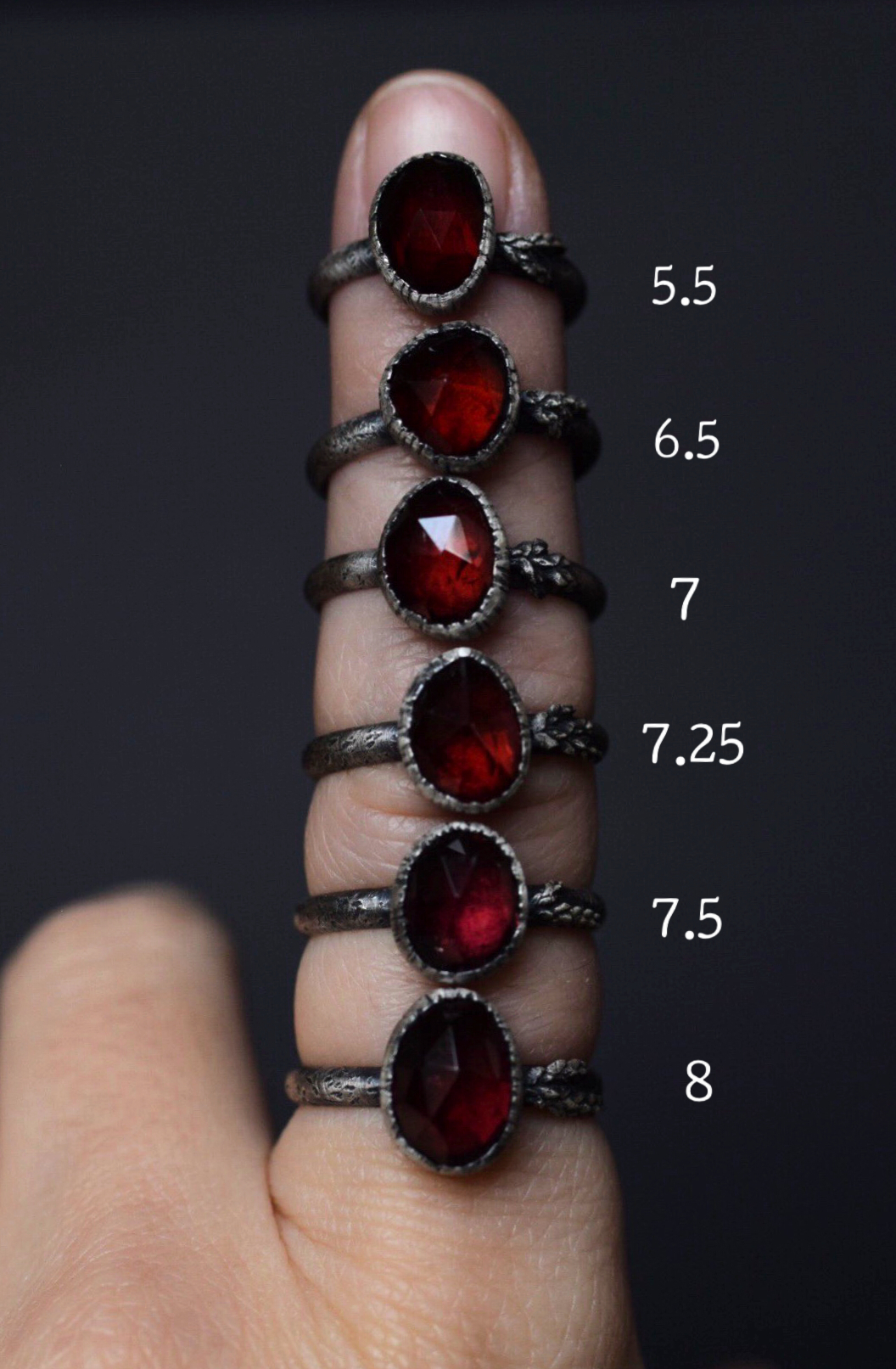 Garnet Fern Ring - Size 7.25