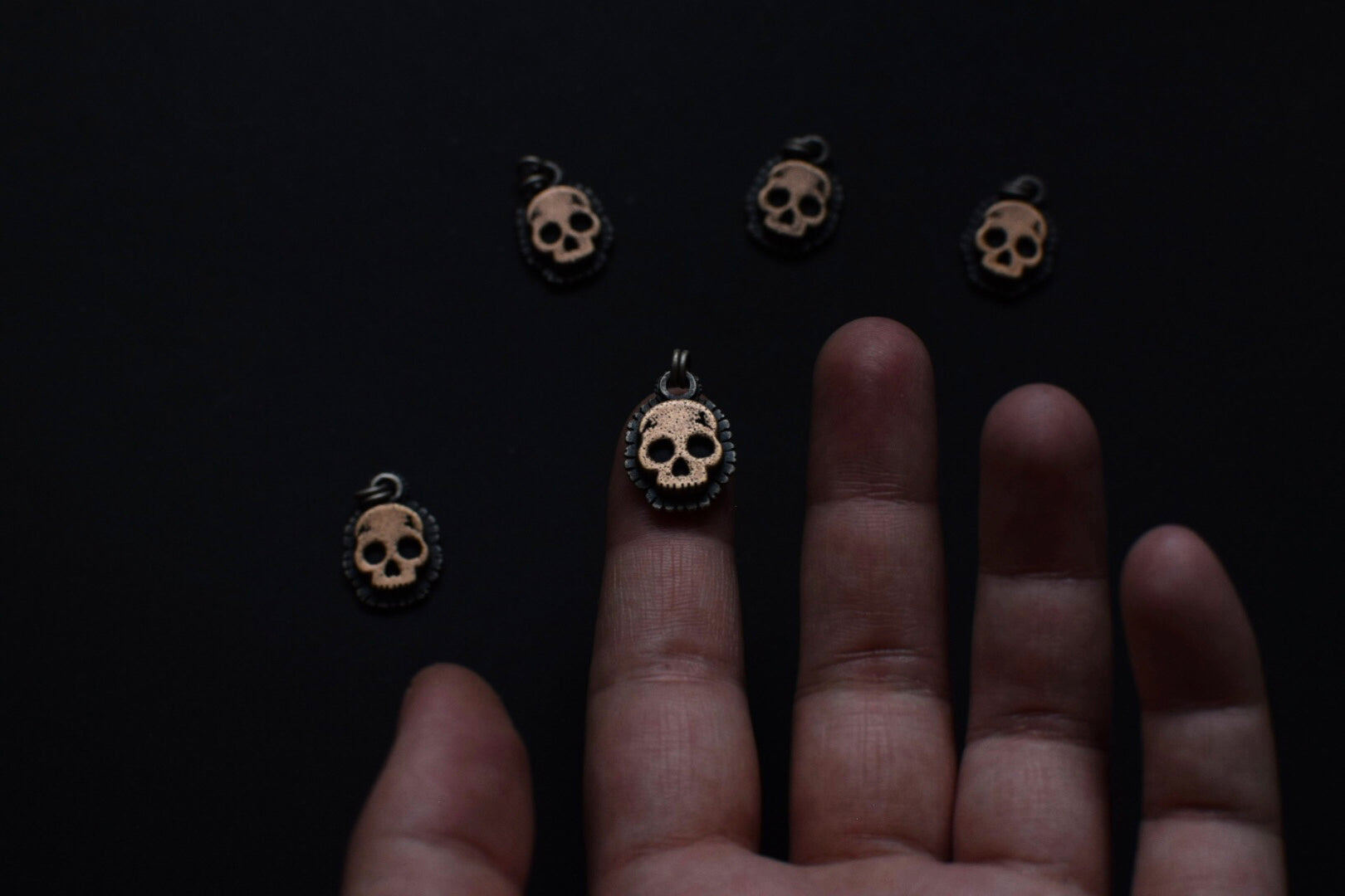 Bronze Marigold Skull Necklaces
