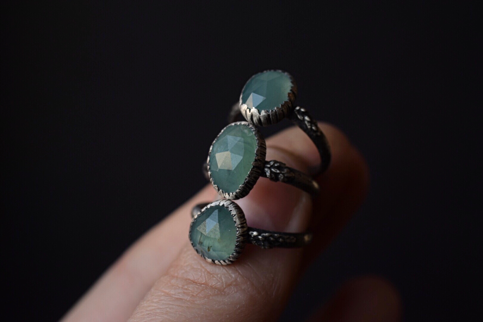 Grandidierite Fern Rings - Size 7