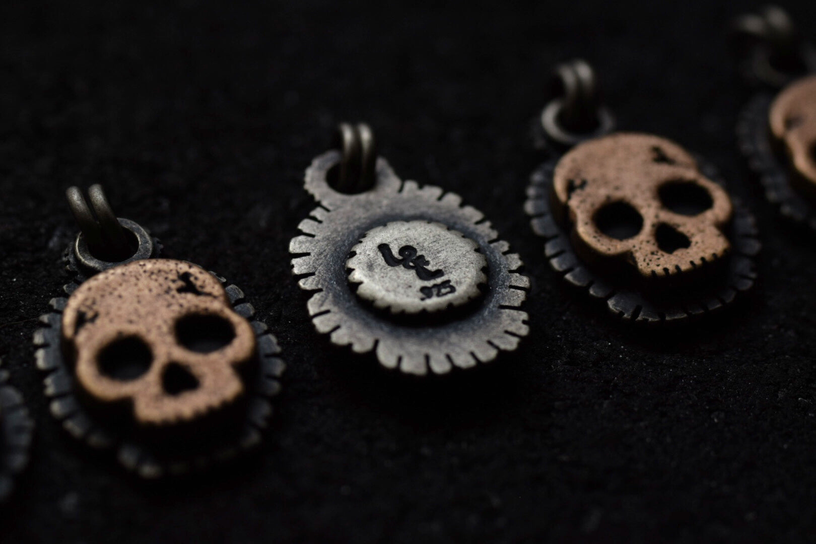 Bronze Marigold Skull Necklaces