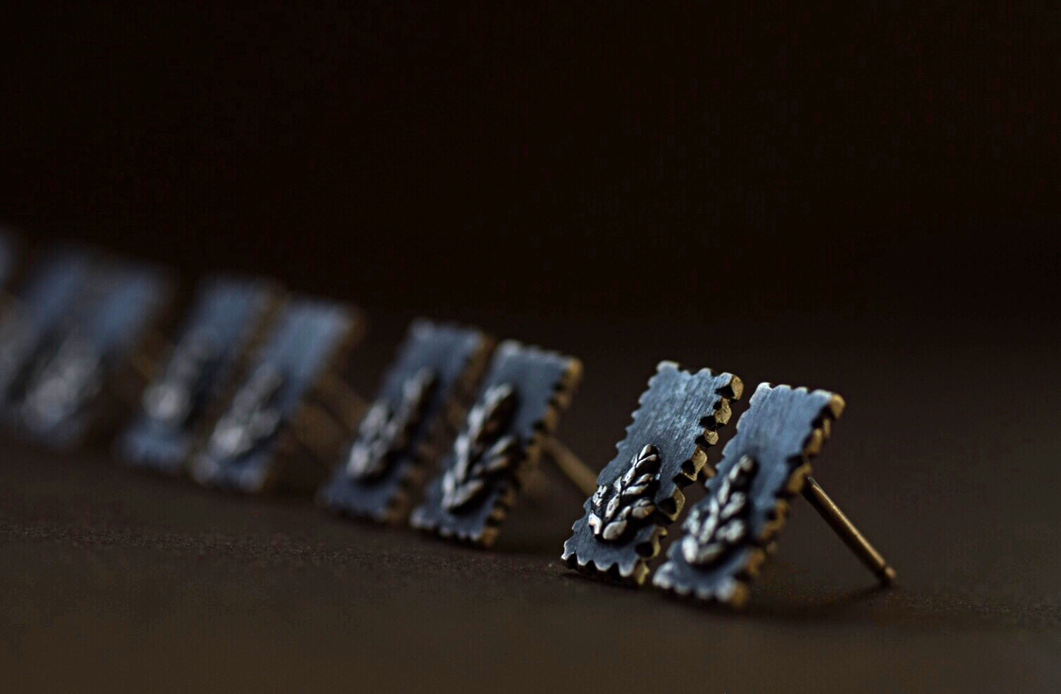 Fern Sprig Bar Studs