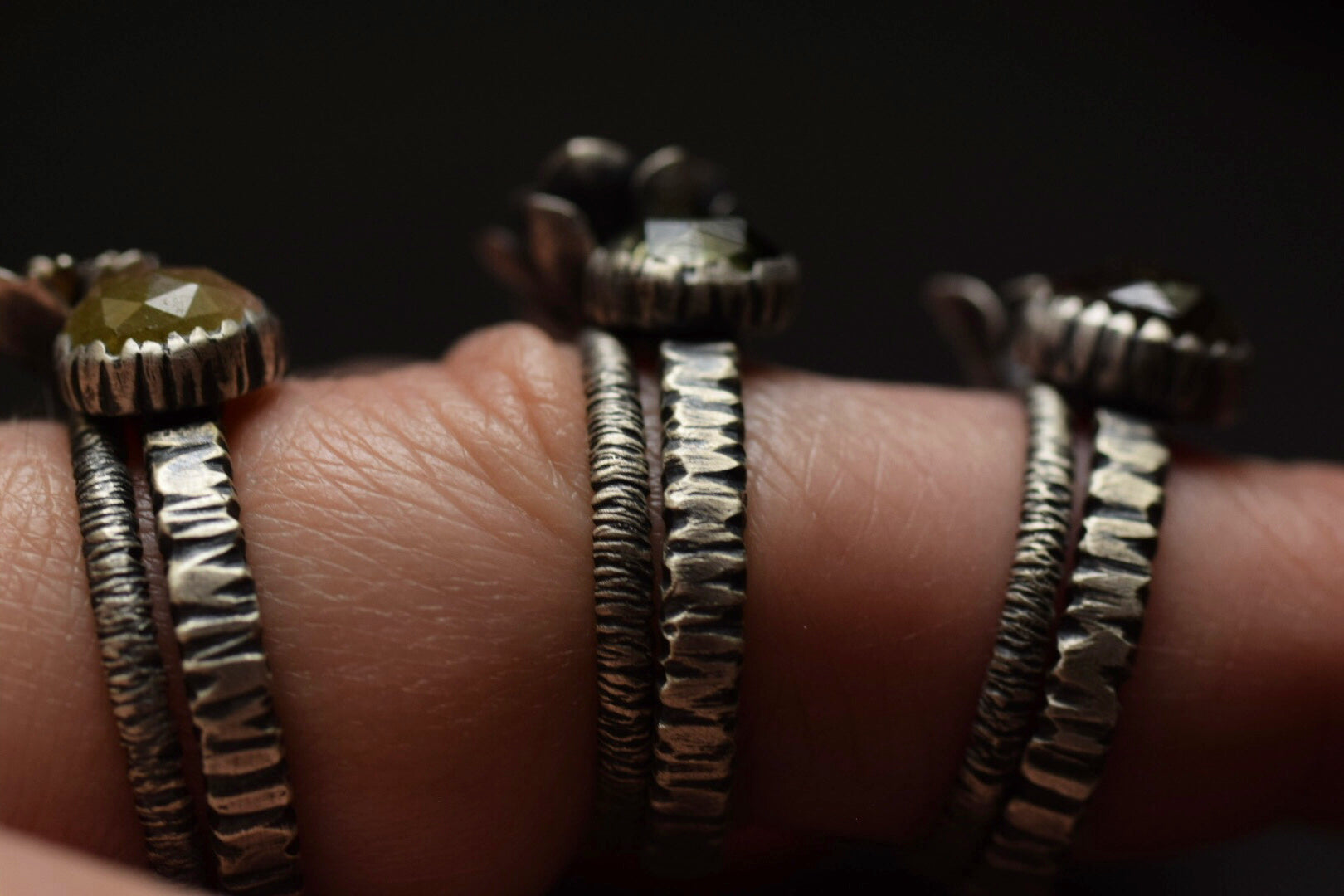 Tourmaline & Succulent Ring Duos