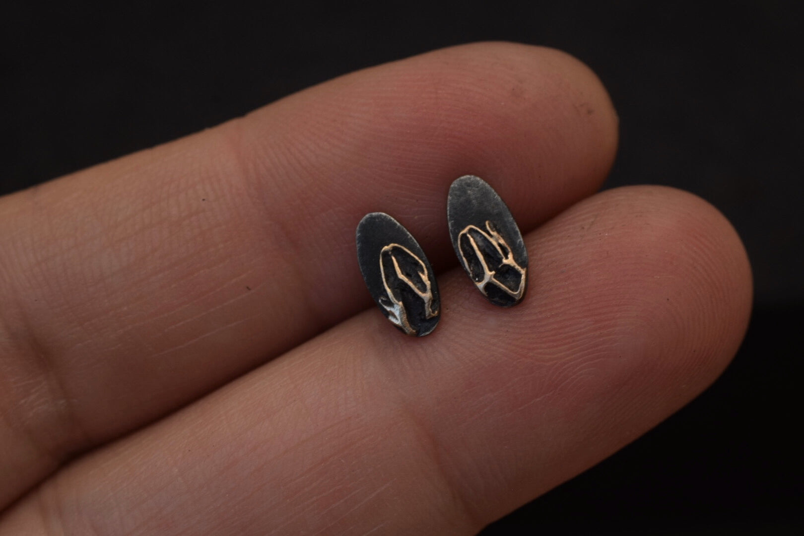 Bronze & Sterling Leaf Studs