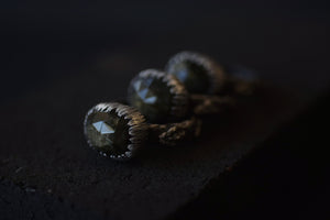 Gold Sheen Obsidian Fern Fossil Ring