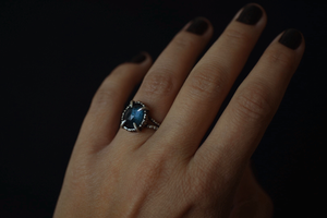 London Blue Topaz Bark Ring- Size 7.5
