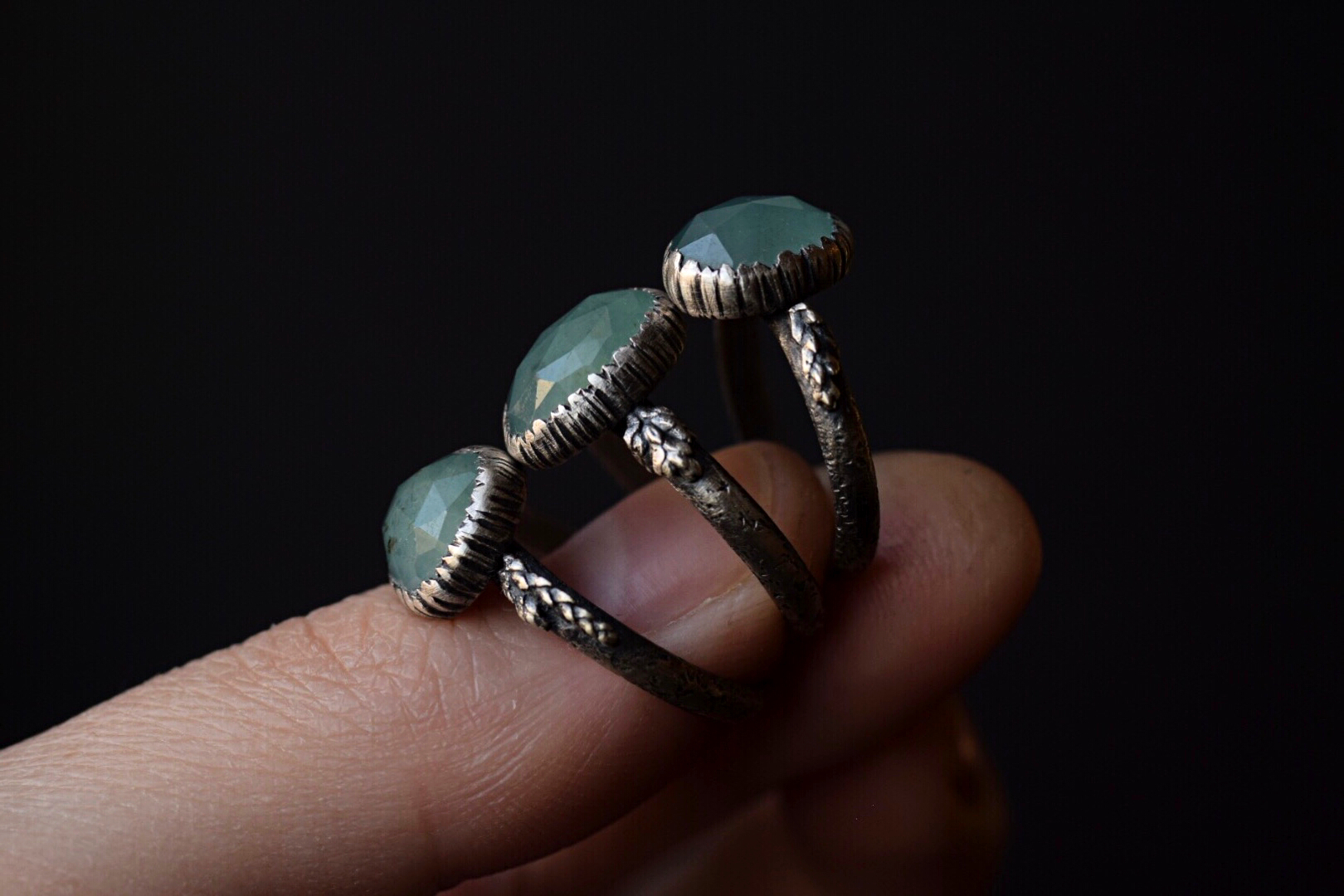 Grandidierite Fern Rings - Size 7
