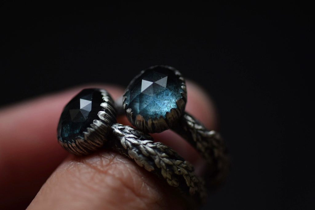 Moss Aquamarine Fern Rings