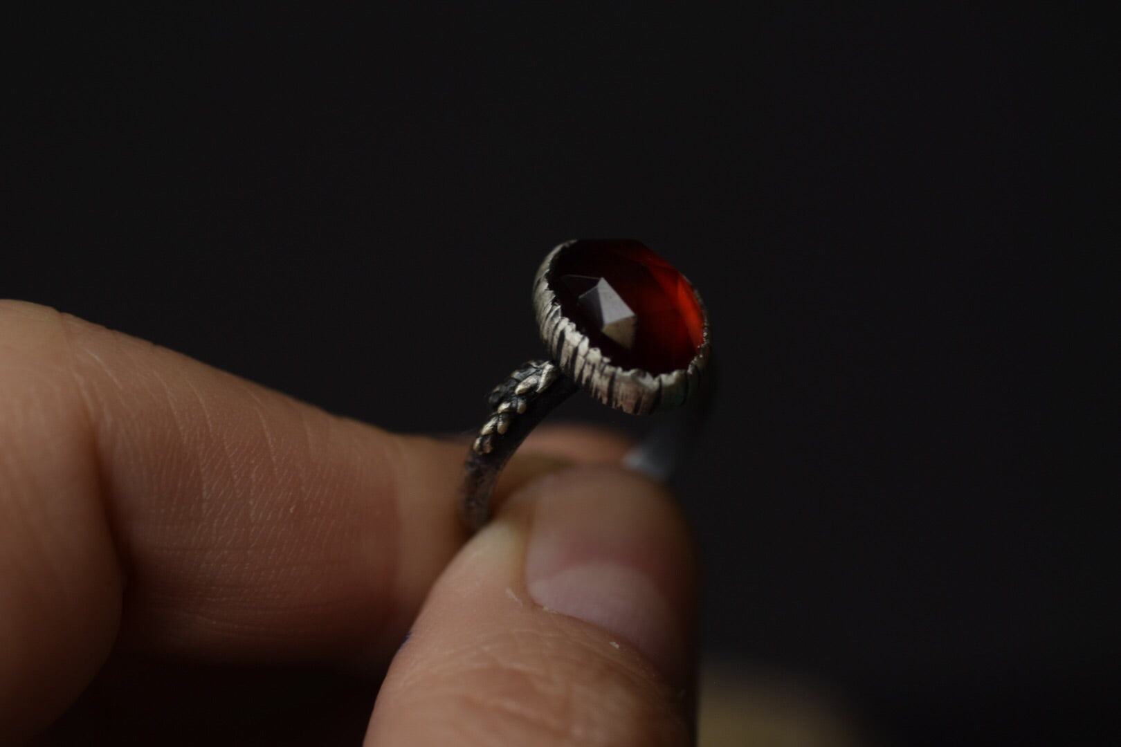 Hessonite Garnet Fern Ring - Size 5