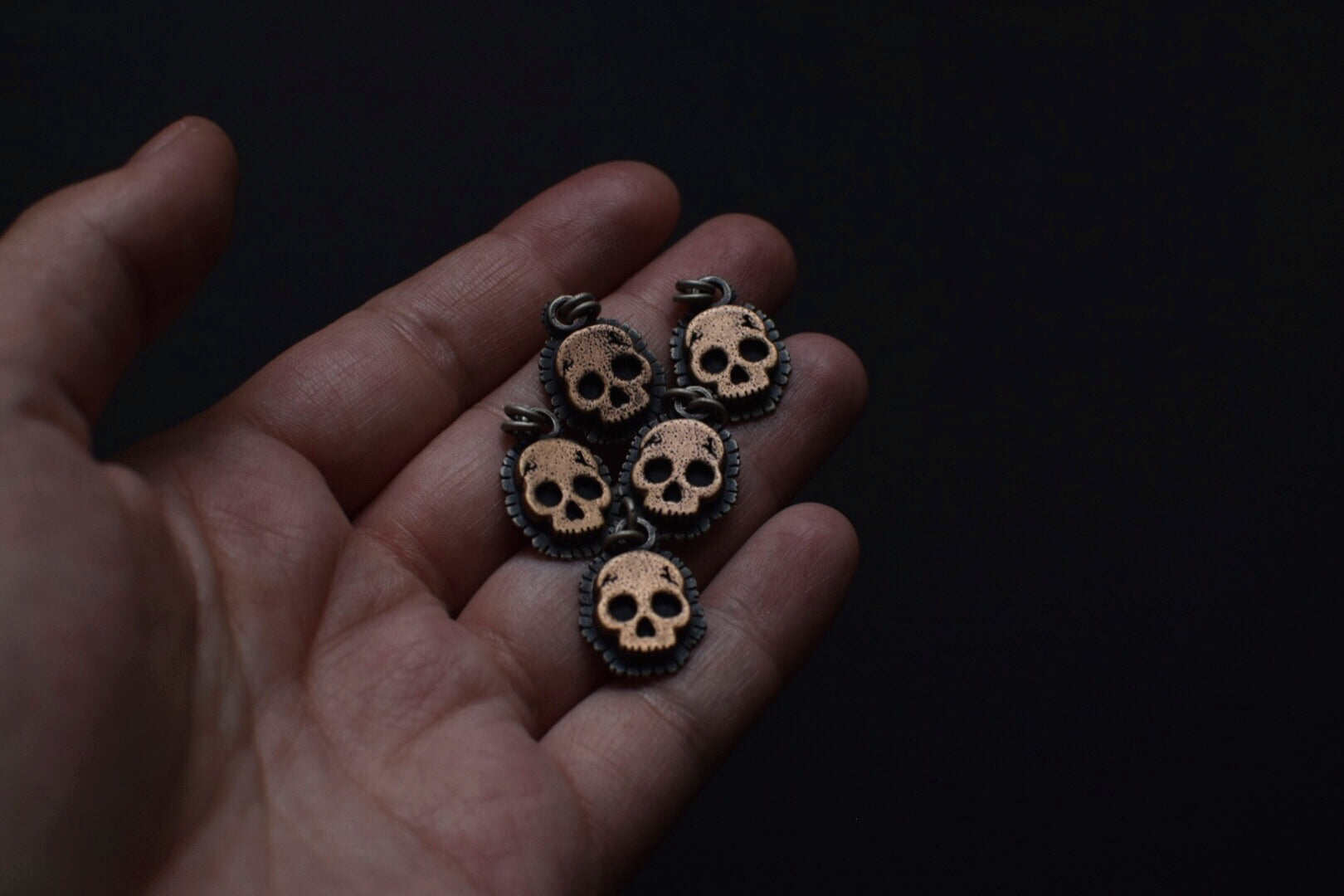 Bronze Marigold Skull Necklaces
