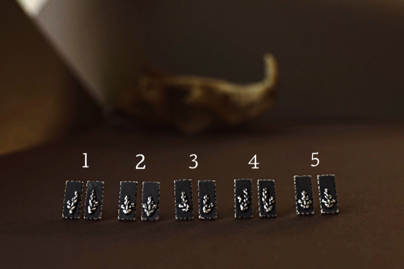 Fern Sprig Bar Studs