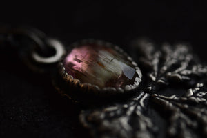 Watermelon Tourmaline Fern Amulet