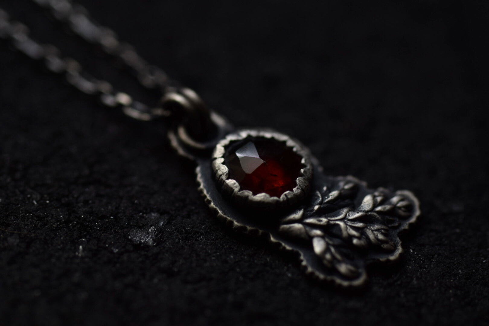 Hessonite Garnet Fern Necklace