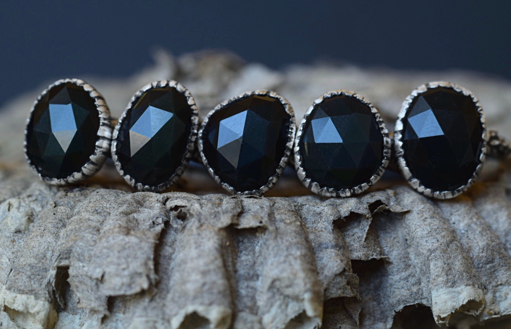 Rainbow Obsidian Fern Rings