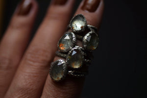 Moss Aquamarine Fern Rings
