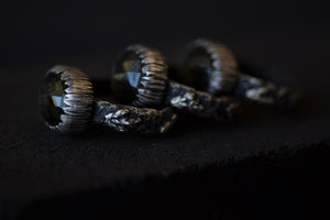 Gold Sheen Obsidian Fern Fossil Ring