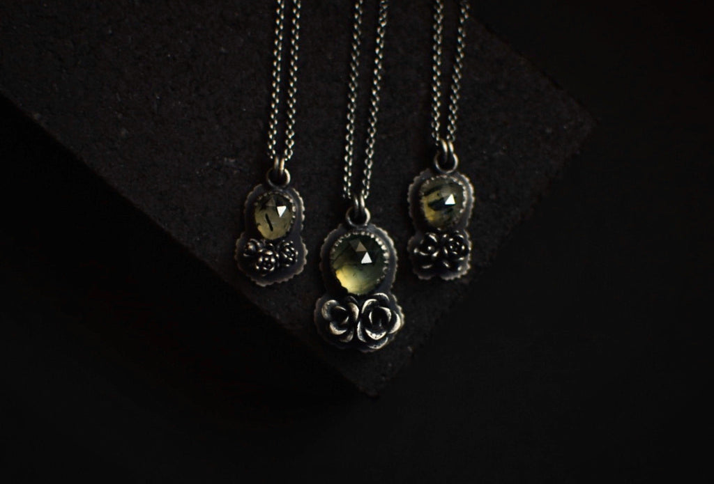 Rutilated Prehnite and Succulent Necklaces