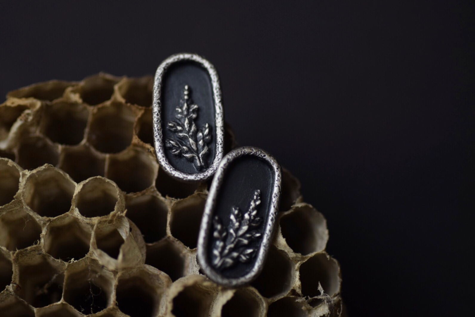Oval Fern Shadowbox Earrings