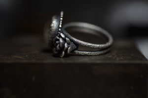 Golden Rutile Quartz & Succulent Ring - 7.25-7.5