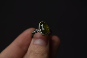 Vesuvianite Fern Ring - Size 7.5