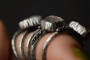 Rose Quartz Fern Rings