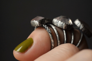 Rose Quartz Fern Rings