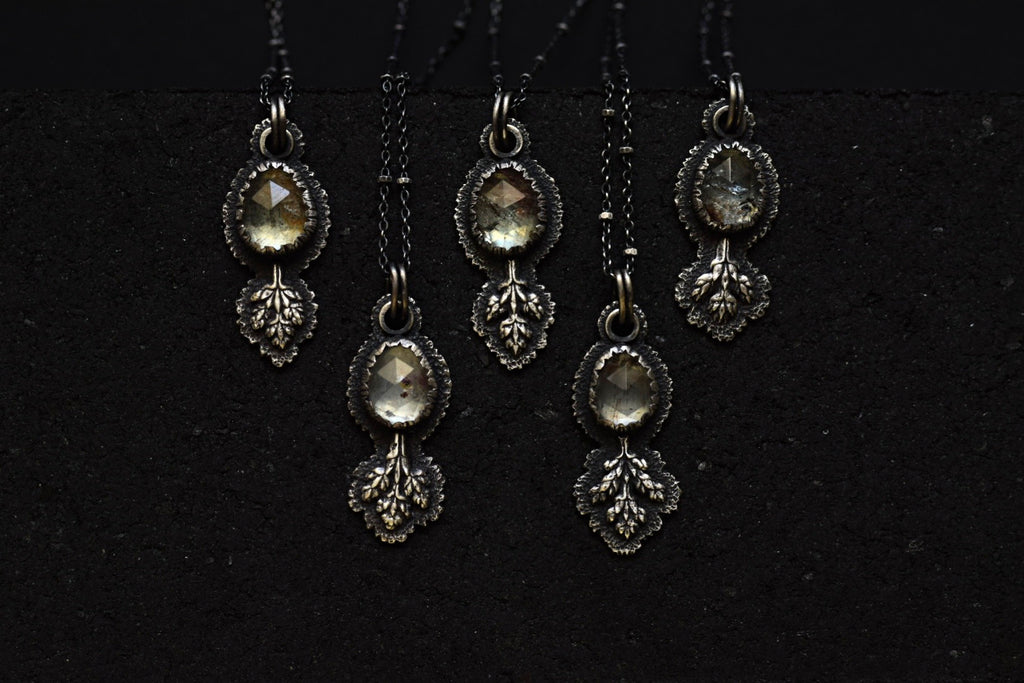 Moss Aquamarine Fern Necklaces