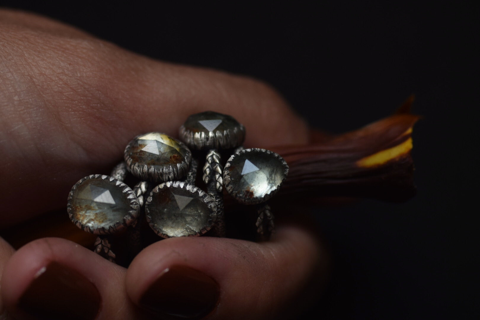 Moss Aquamarine Fern Rings