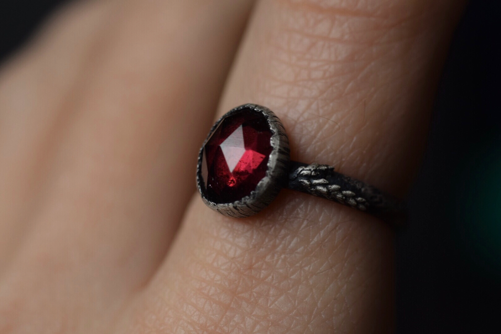 Garnet Fern Ring - Size 7.5