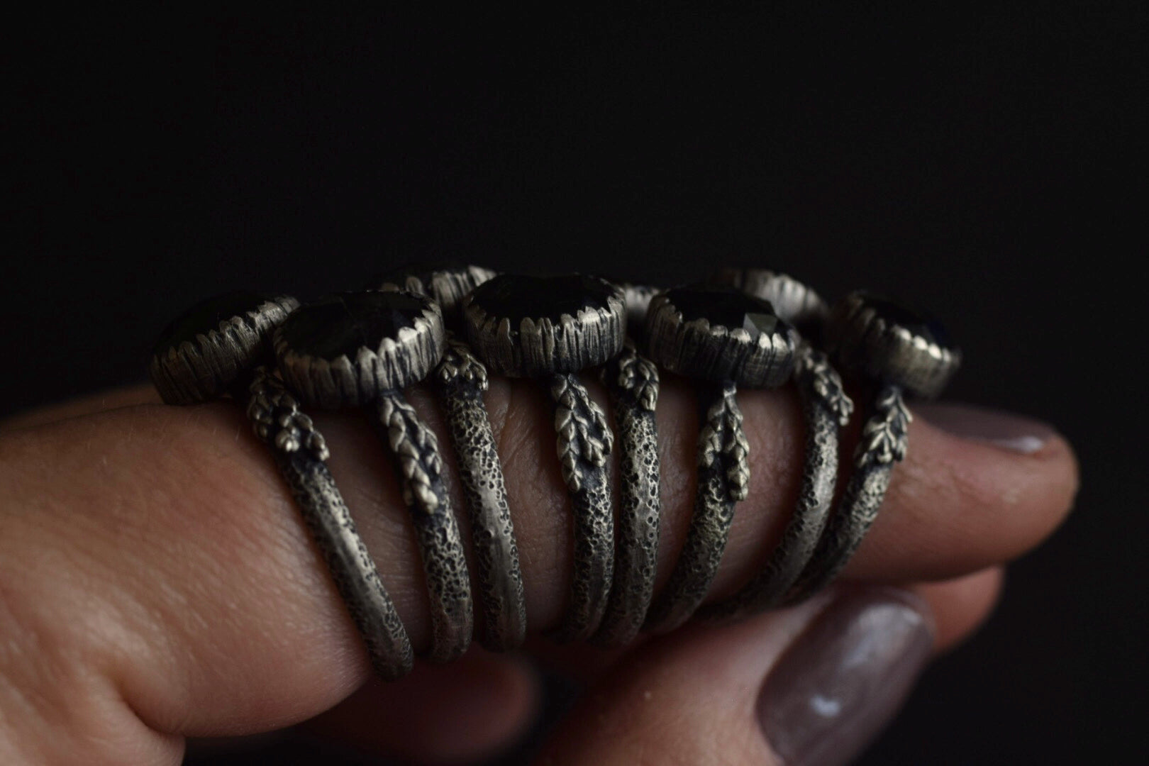 Moss Aquamarine Fern Rings