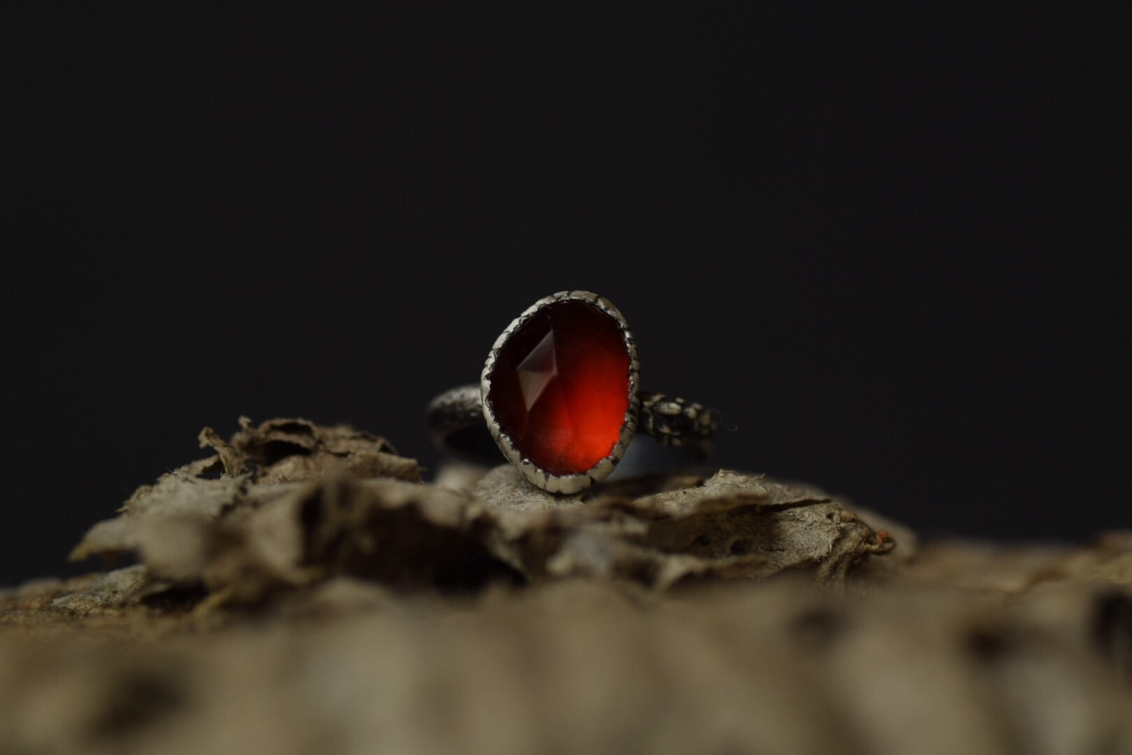 Hessonite Garnet Fern Ring - Size 5