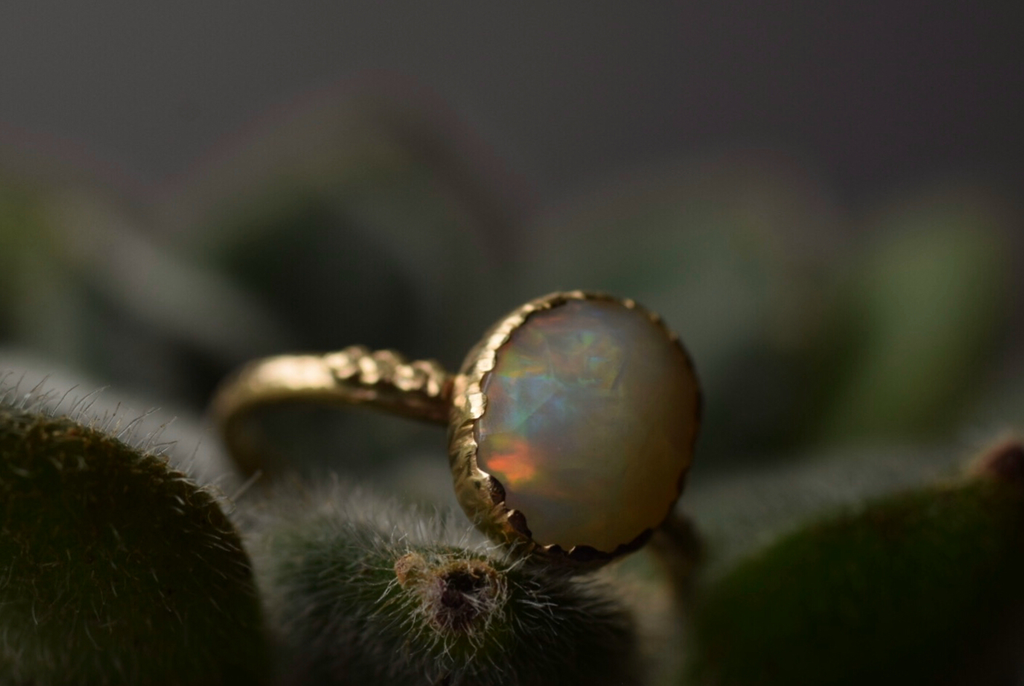 Opal and Yellow Gold Fern Ring