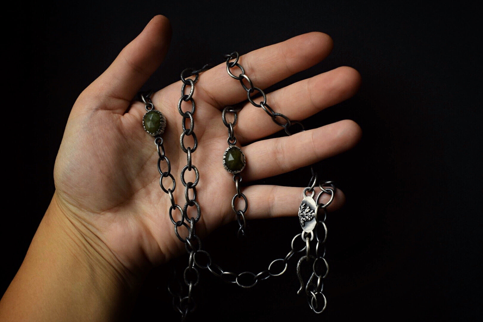 Handmade Chain with Vesuvianite & Fern Accents