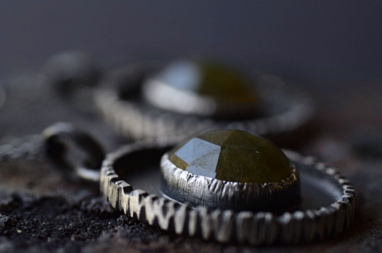 Vesuvianite & Bark Necklace
