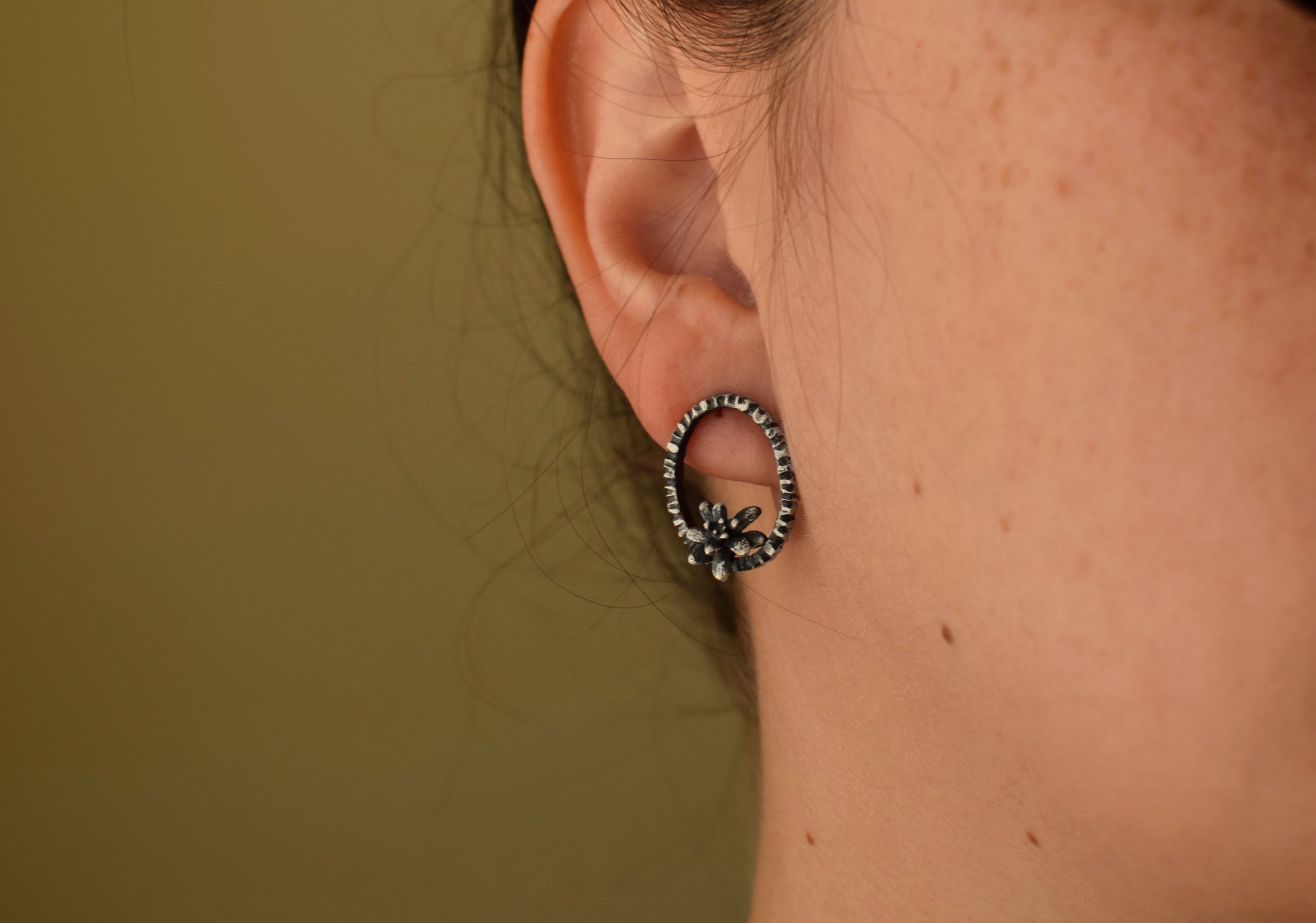 Hollow Bark and Succulent Earrings