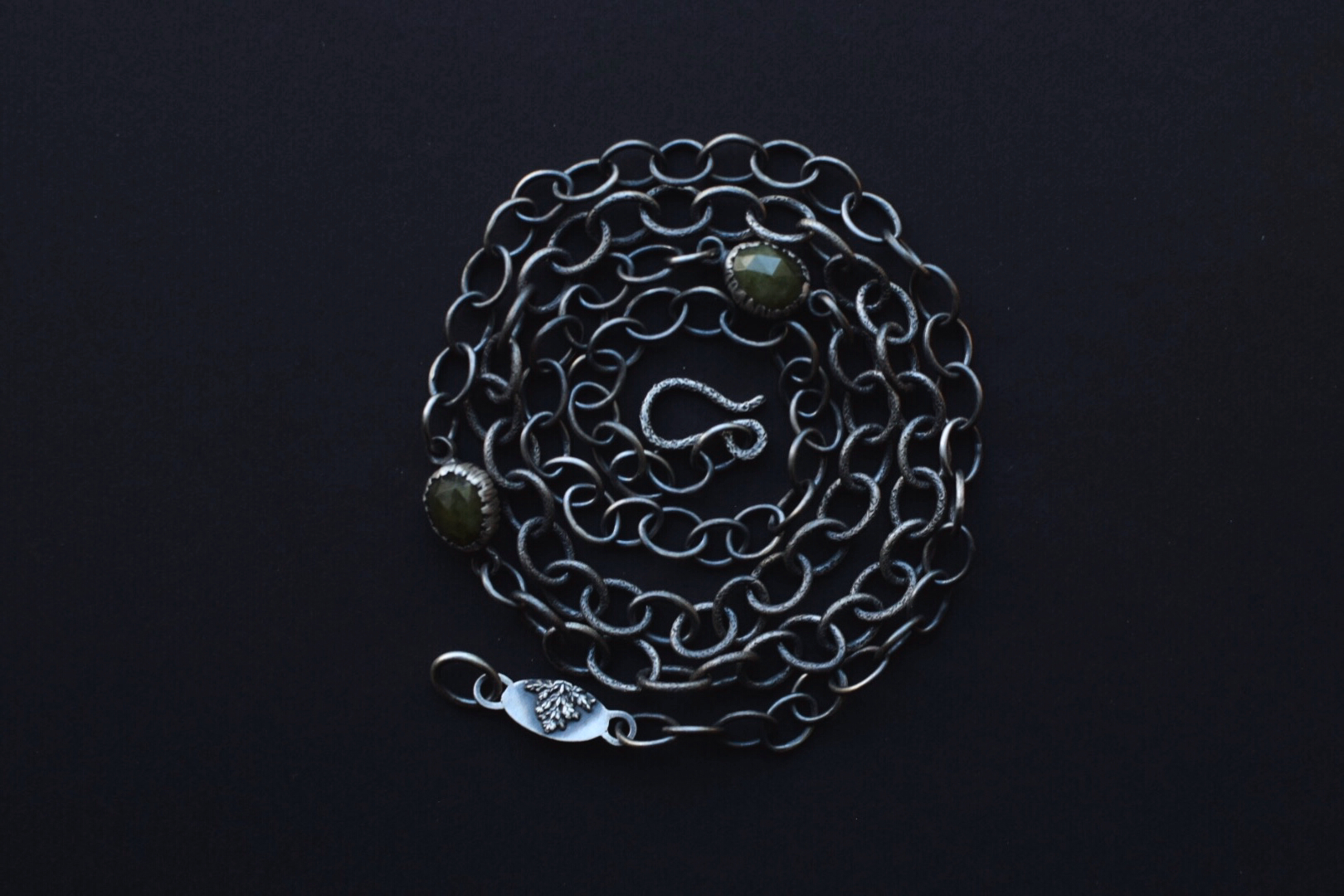 Handmade Chain with Vesuvianite & Fern Accents