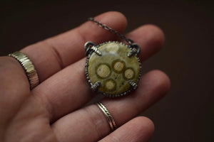 Ocean Jasper Necklace - Prong Set in Sterling Tree Bark
